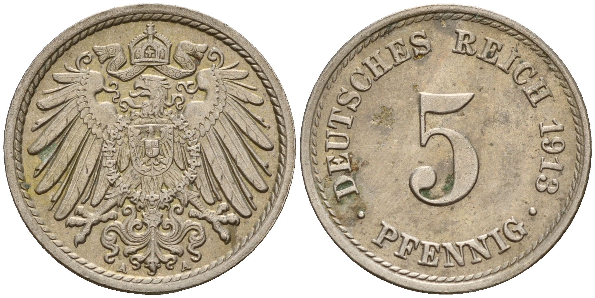 Германия 5 пфеннигов 1913 A J.12, KM 11 медно-никель    4598-1146