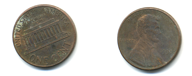 США 1 ЦЕНТ 1990 ЛИНКОЛЬН KM 201b цинк плакированный медью 179-433