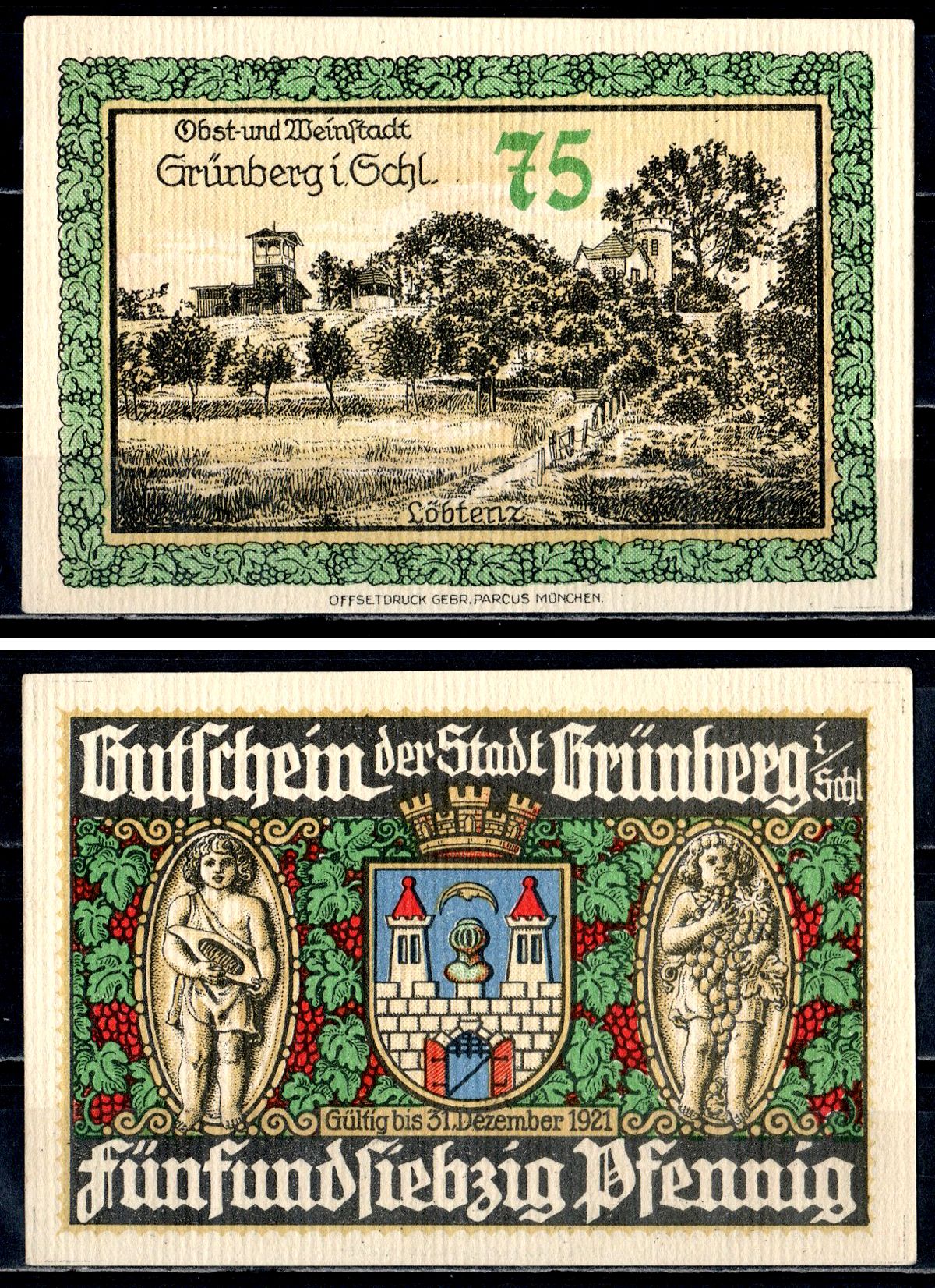 Грюнберг (Силезия) 75 пфеннигов ND 7556-19-3-1