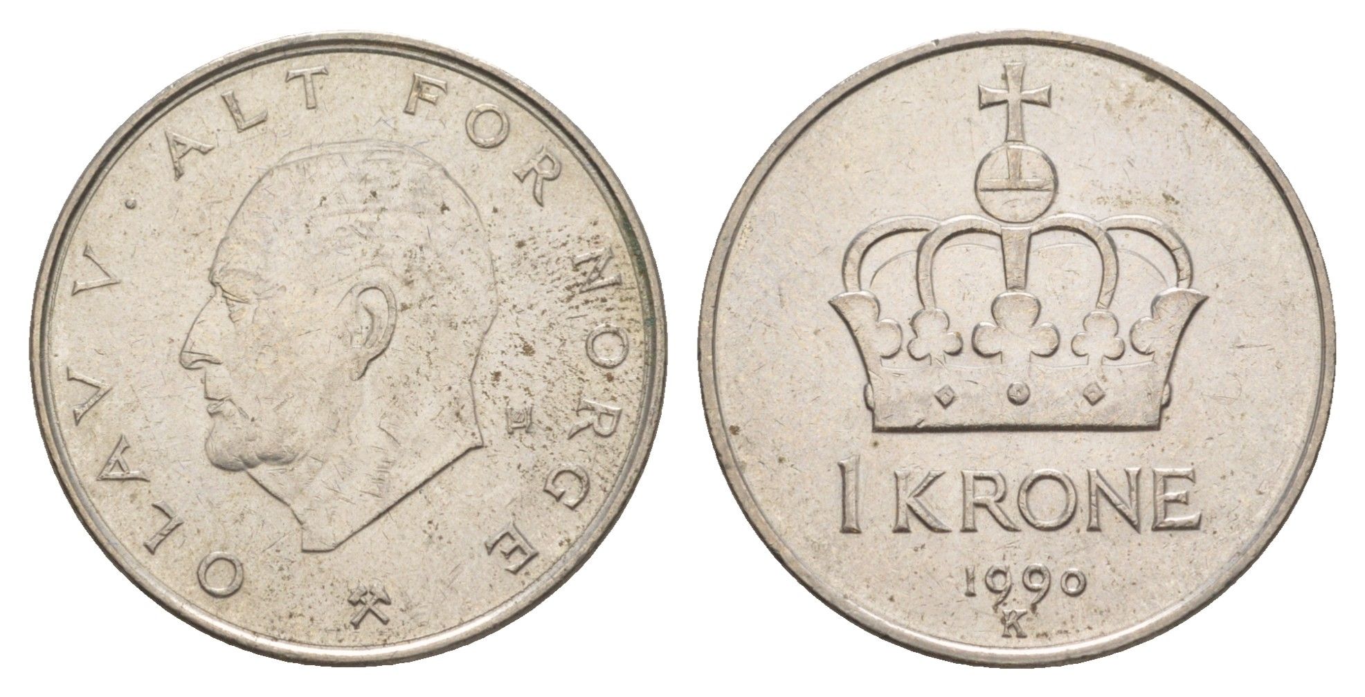 Норвегия 1 крона 1990 Улаф V (1957-1991) KM 419 медно-никель aUNC 4635-731