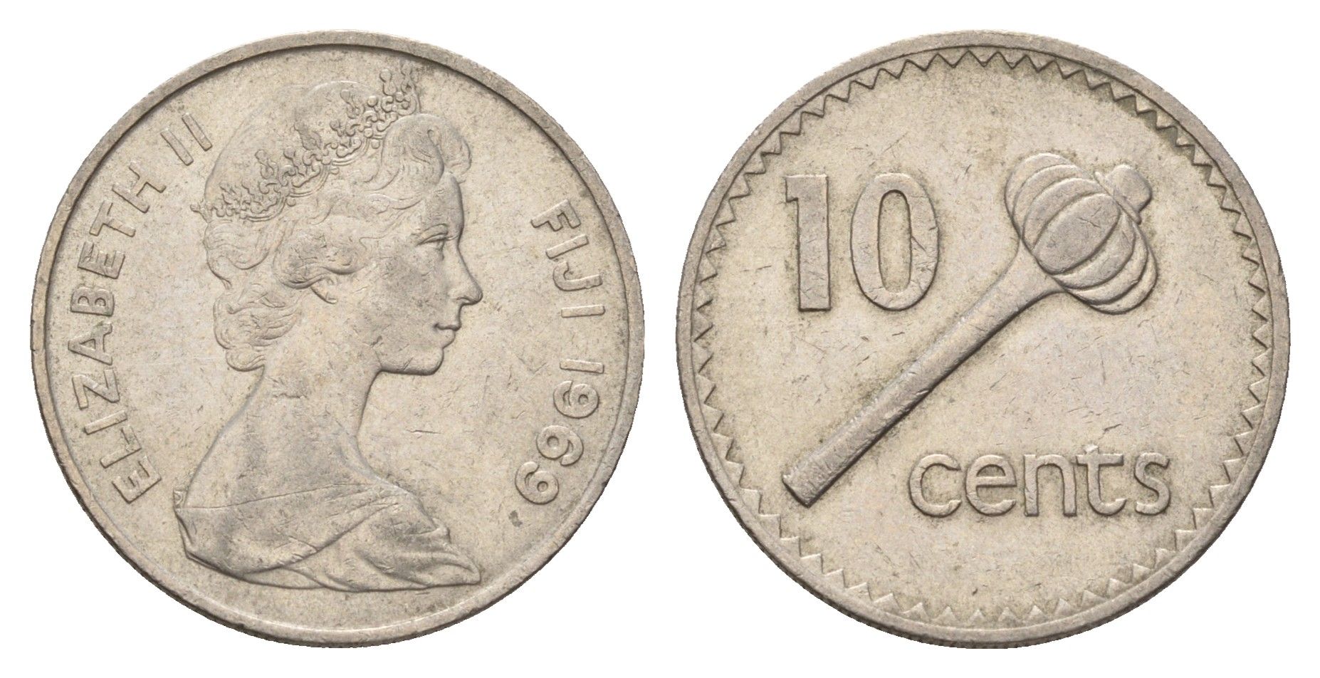 Фиджи 10 центов 1969 KM 30 медно-никель UNC 4671-416