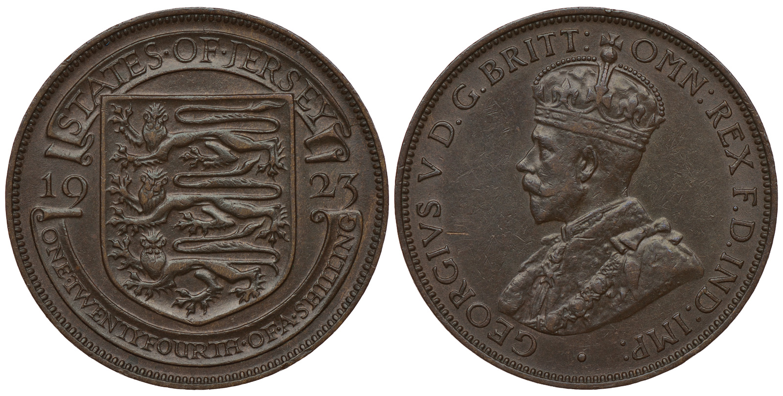 Джерси 1/24 шиллинга 1923 Георг V (1910-1936) KM 13 бронза 4393-1052