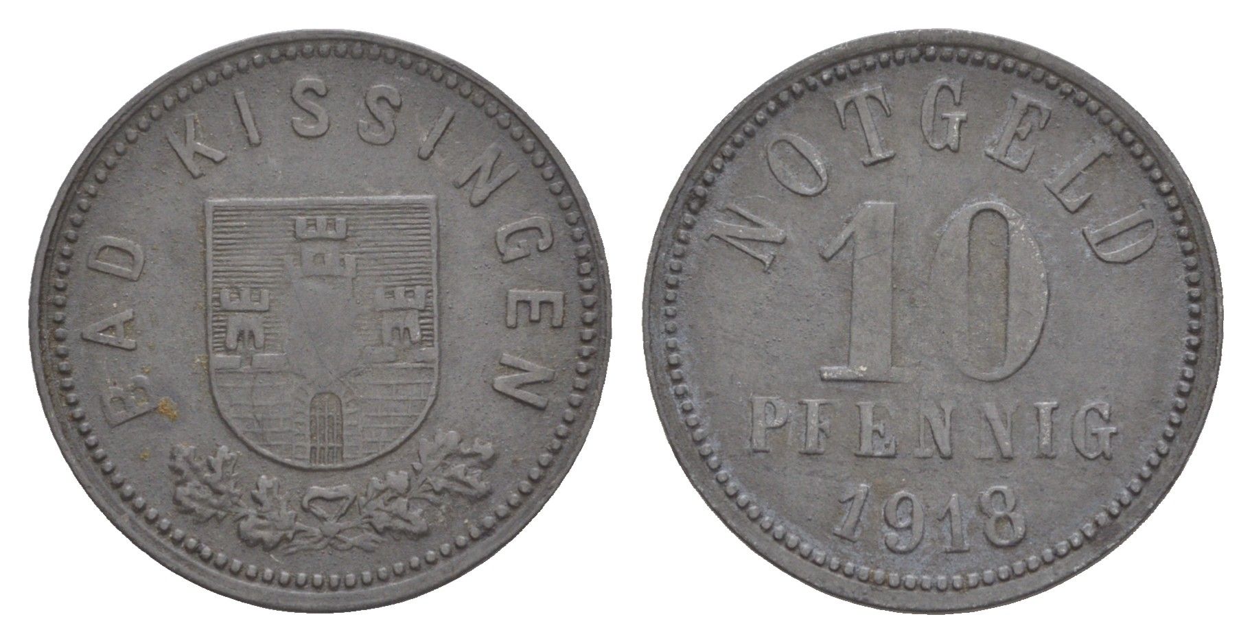 Бад-Киссинген 10 пфеннигов 1918 Funck 246.4 цинк 4636-753