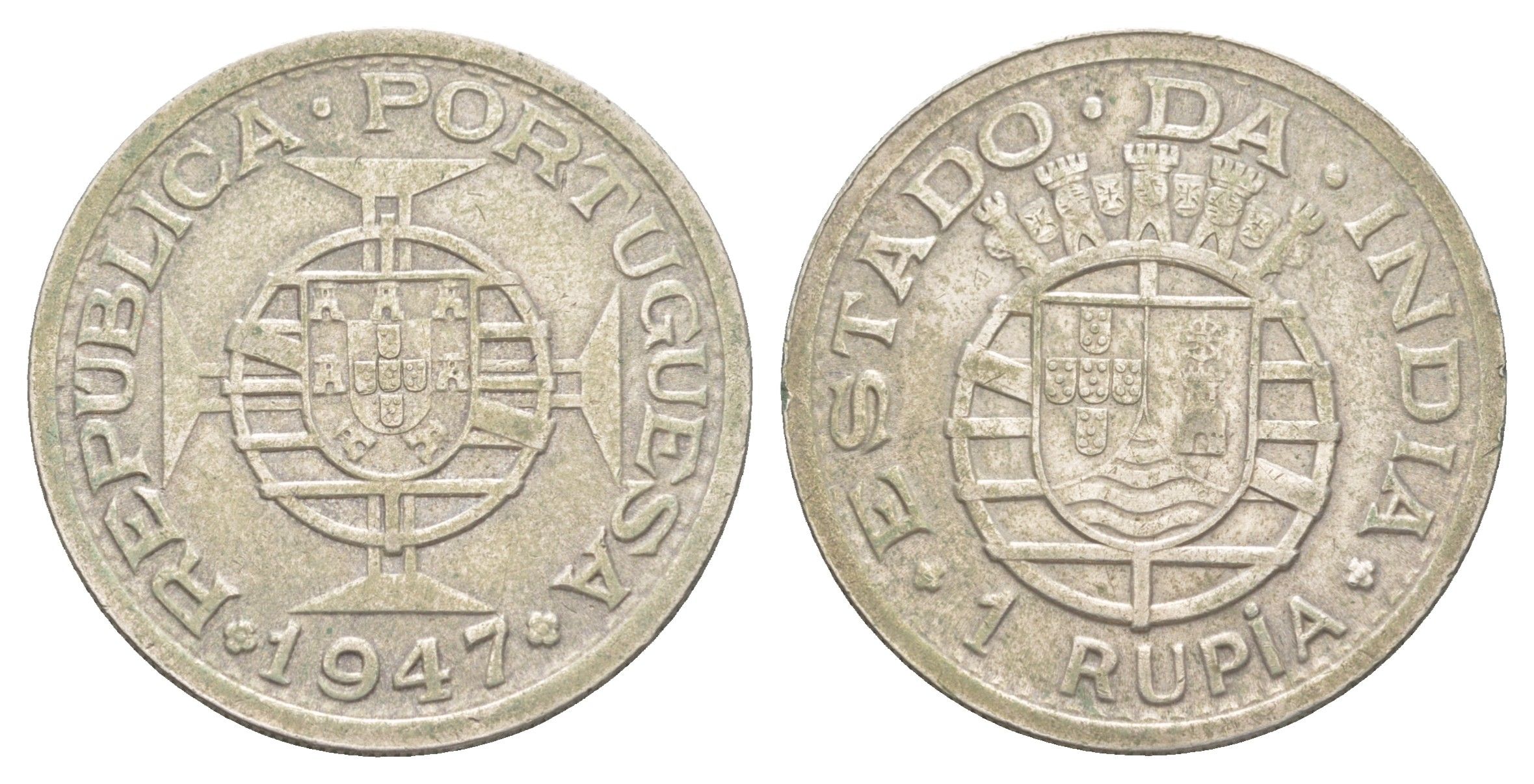 Португальская Индия 1 рупия 1947 KM 27 серебро 443-934