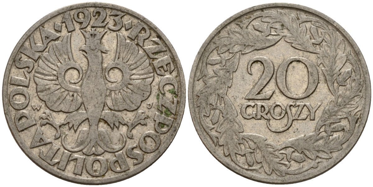 Польша 20 грошей 1923 Y 12 никель 4156-911