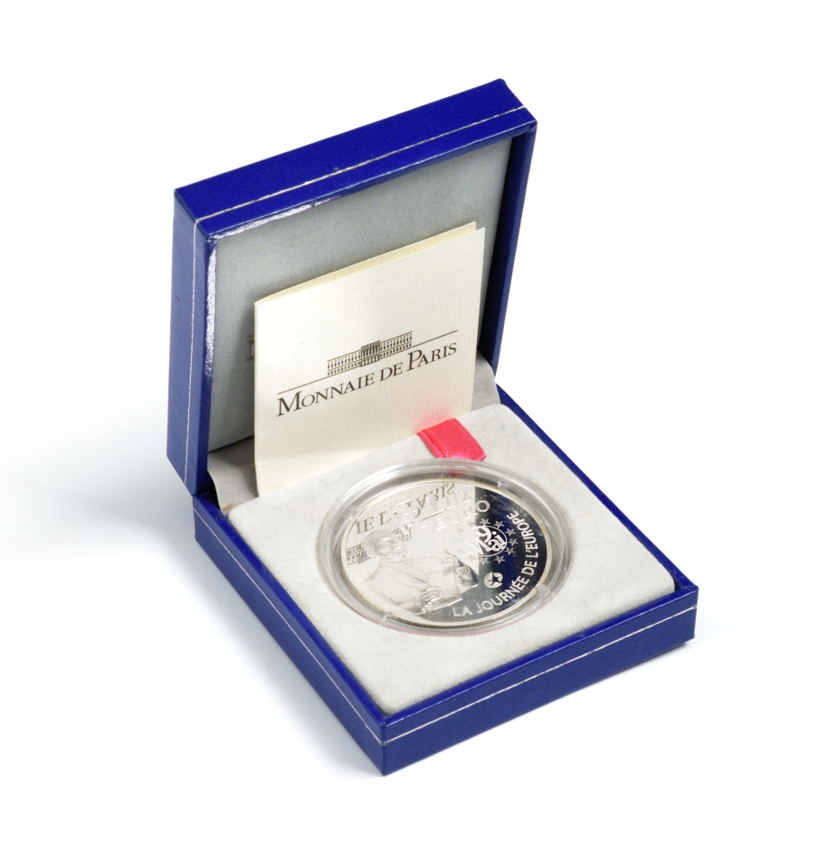 Франция 1 1/2 евро 2006 Декларация Шумана, день Европы 9 мая 1950 года, в оригинальной коробке, с сертификатом KM 2037 серебро PROOF 4-3-5-09