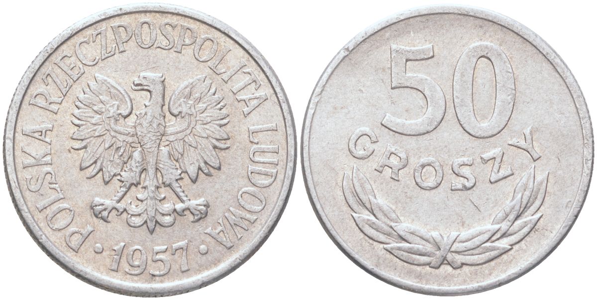 Польша 50 грошей 1957 Y 48.1 алюминий 4122-643
