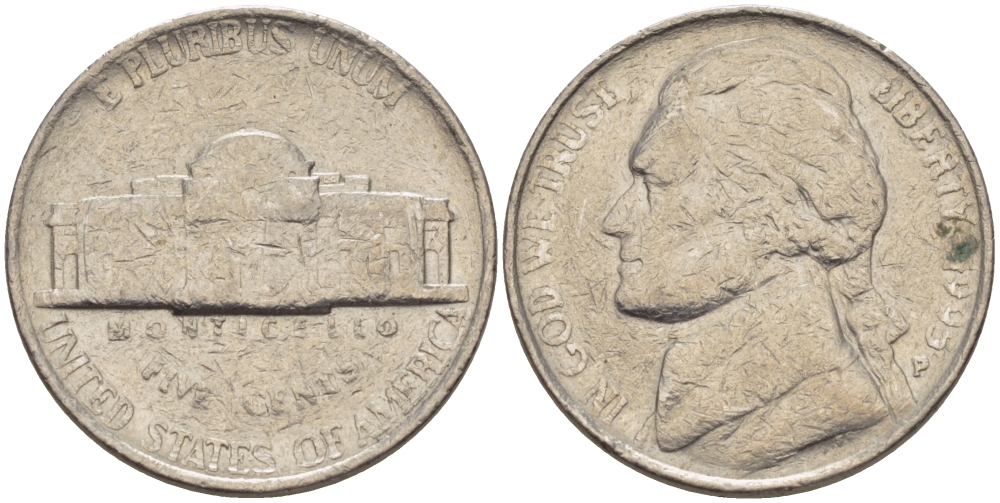 США 5 ЦЕНТОВ 1995 Р, ДЖЕФФЕРСОН KM А192 медно-никель 31-715