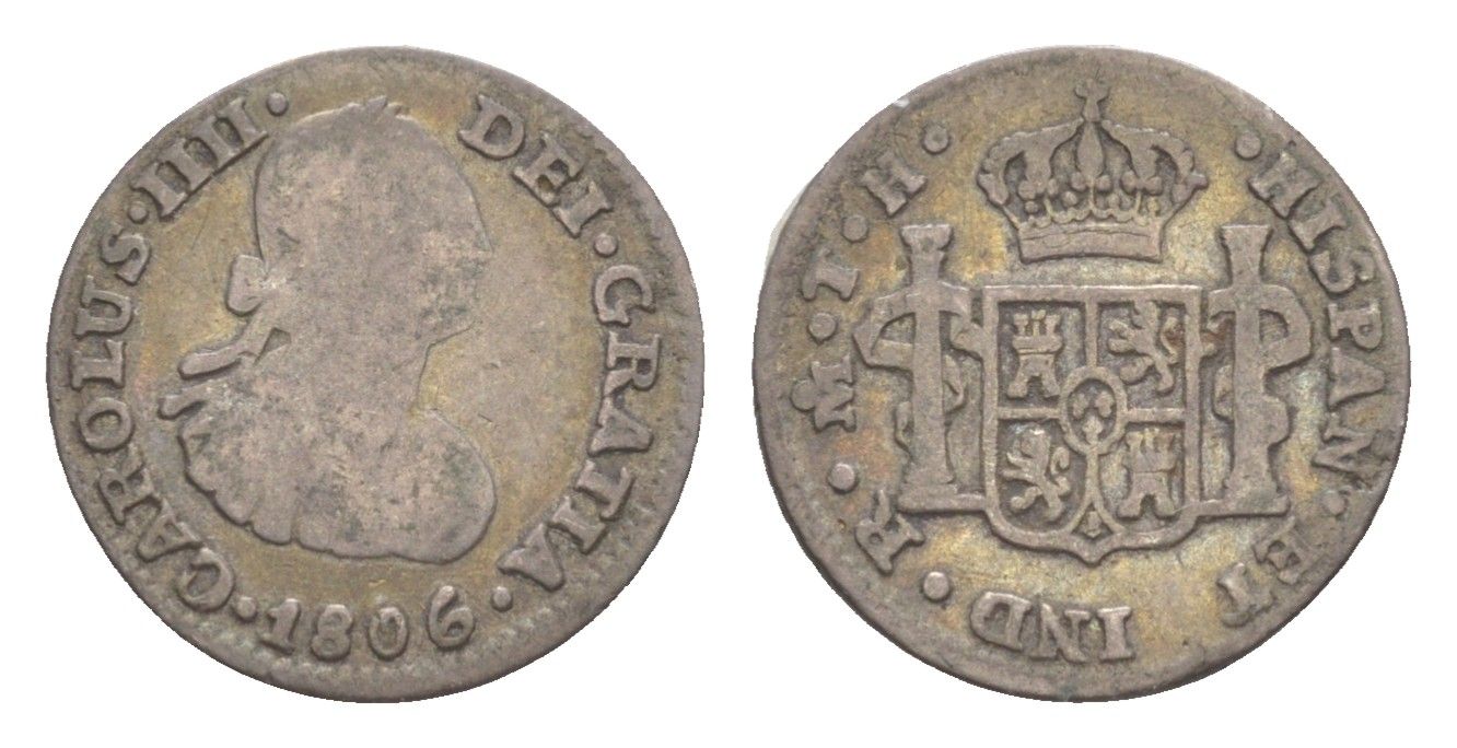 Мексика 1/2 реала 1806 Mo, Карл IV (1788-1808) KM 72 серебро 603-644