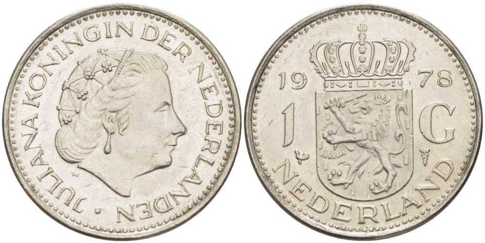 Нидерланды 1 гульден 1978 Юлиана (1948-1980) KM 184a никель 212-1152