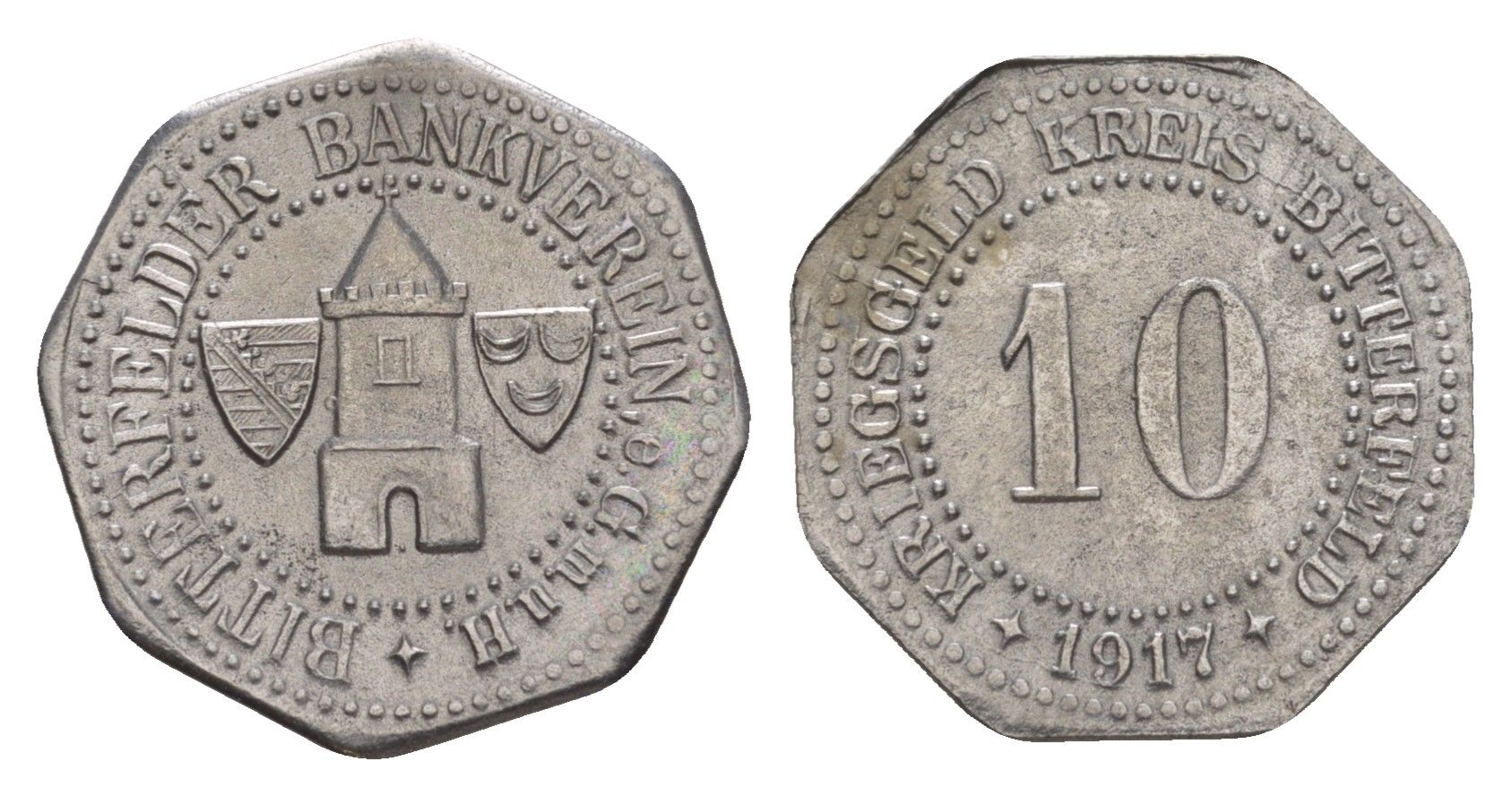 Биттерфельд 10 пфеннигов 1917 Funck 44.4, Men05 2917.7, Men18 3746.7 железо 4636-718