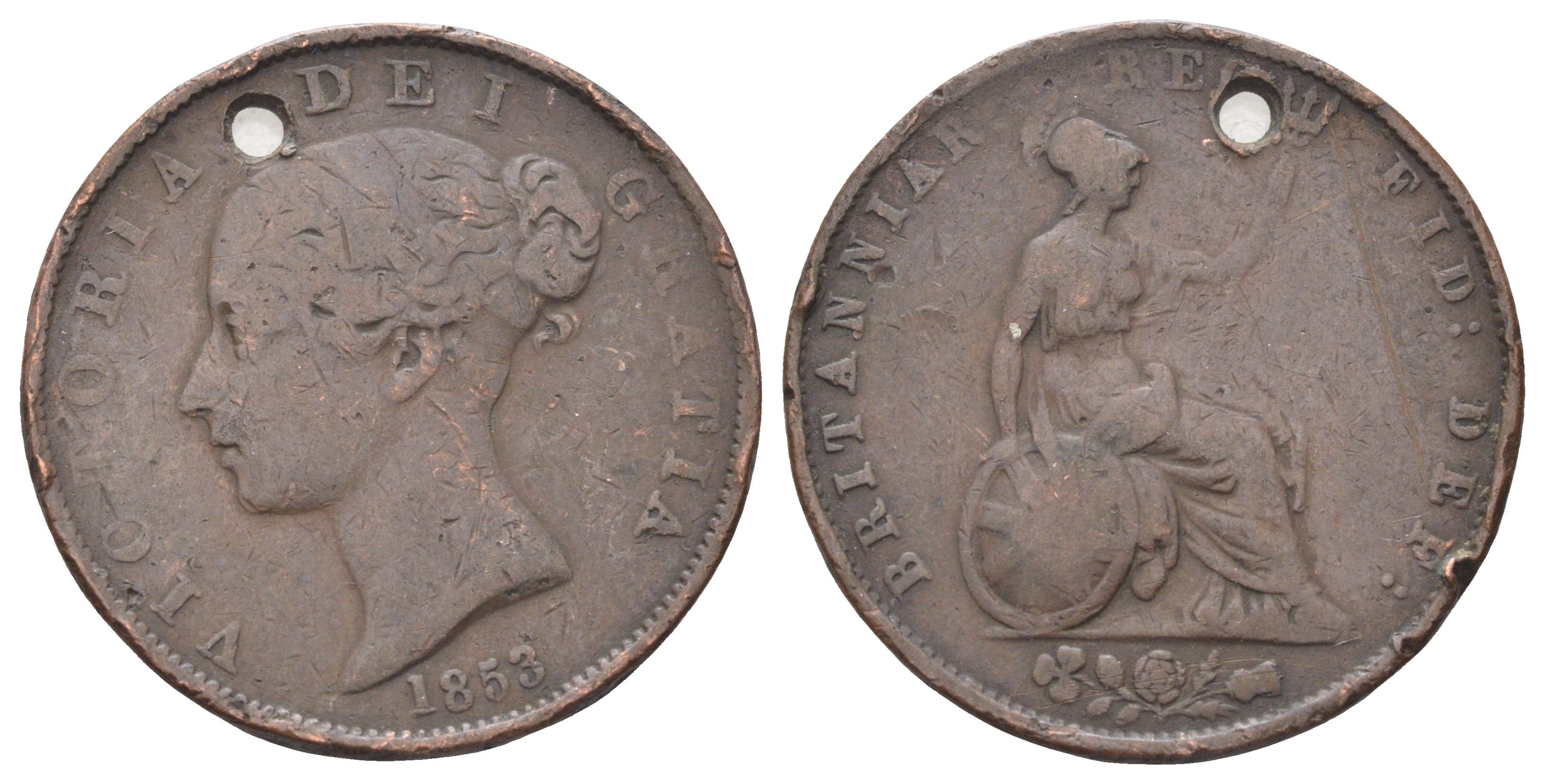 Великобритания 1/2 пенни 1853 Виктория (1837-1901) KM 726, Spink 3949 медь 4707-823