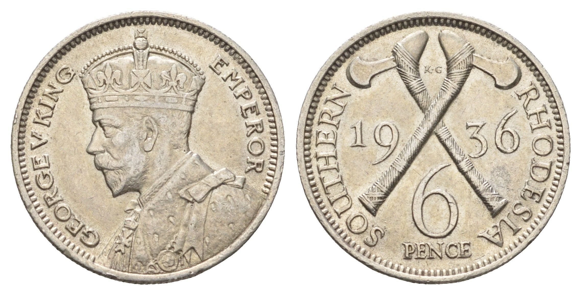 Южная Родезия 6 пенсов 1936 Георг V (1910-1936) KM 2 серебро 270-815