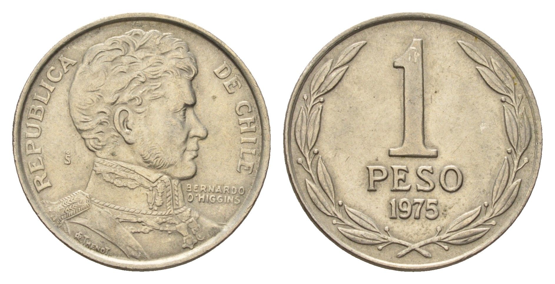 Чили 1 песо 1975 год-тип KM 207 медно-никель 4141-114