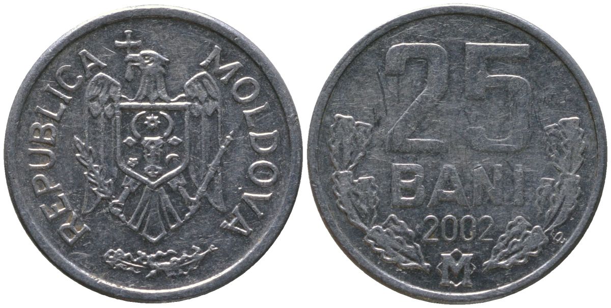 Молдавия 25 бани 2002 KM 3 алюминий 4549-1013
