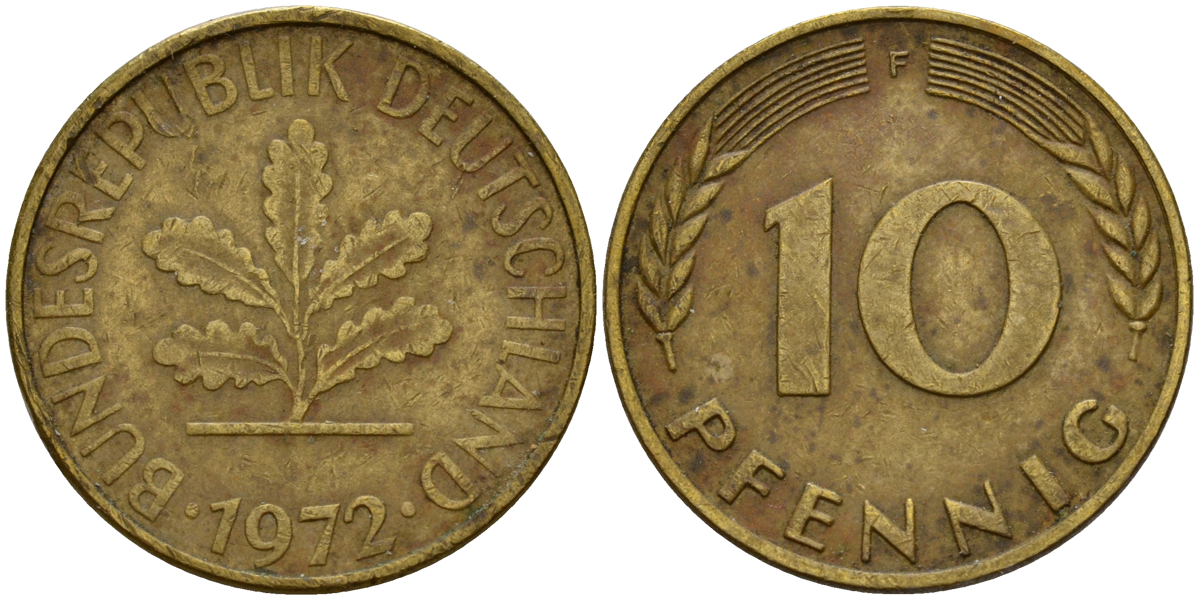 ФРГ 10 пфеннигов 1972 F J. 383, KM 108 сталь плакированная латунью    4603-356