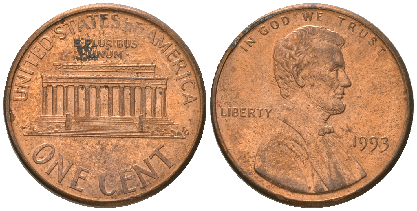 США 1 цент 1993 Авраам Линкольн KM 201b медь-цинк 3458-322