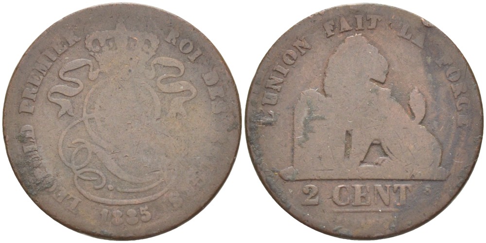 БЕЛЬГИЯ 2 САНТИМА 1835 KM 4.1 медь 216-352