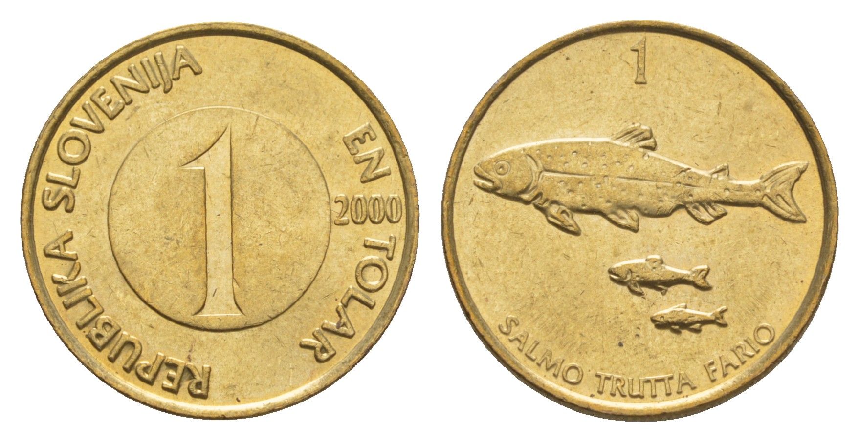 Словения 1 толар 2000 KM 4 латунь UNC 4659-563