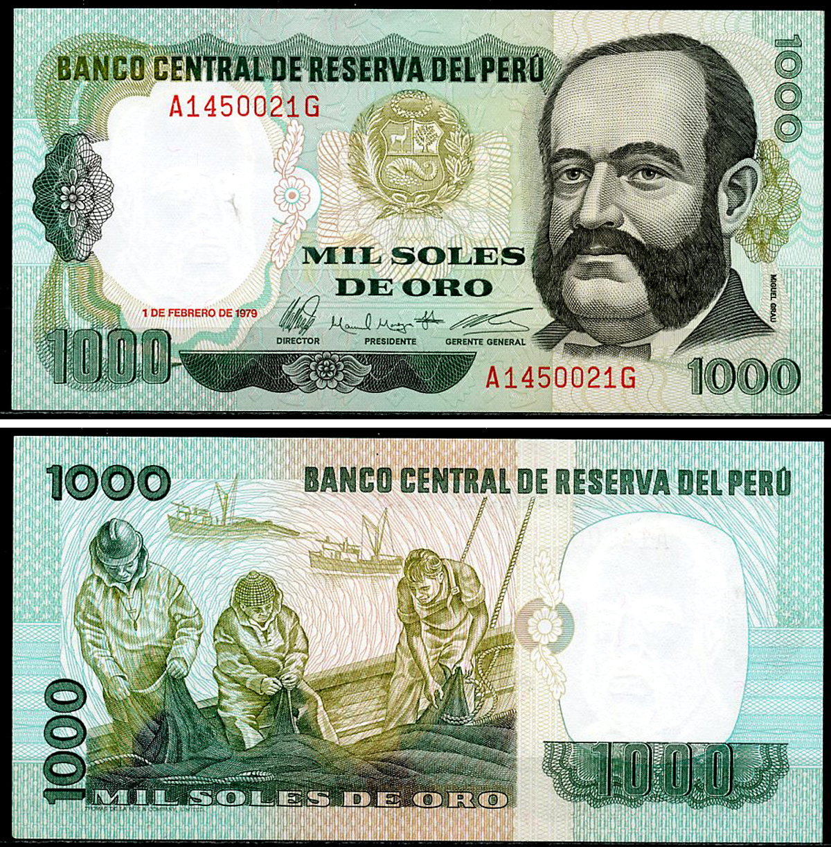 Перу 1000 солей 1979 Мигель Грау, рыбаки, 1 февраля 1979 Pick 118 a  бумага  UNC (пресс) 446-18-6-2
