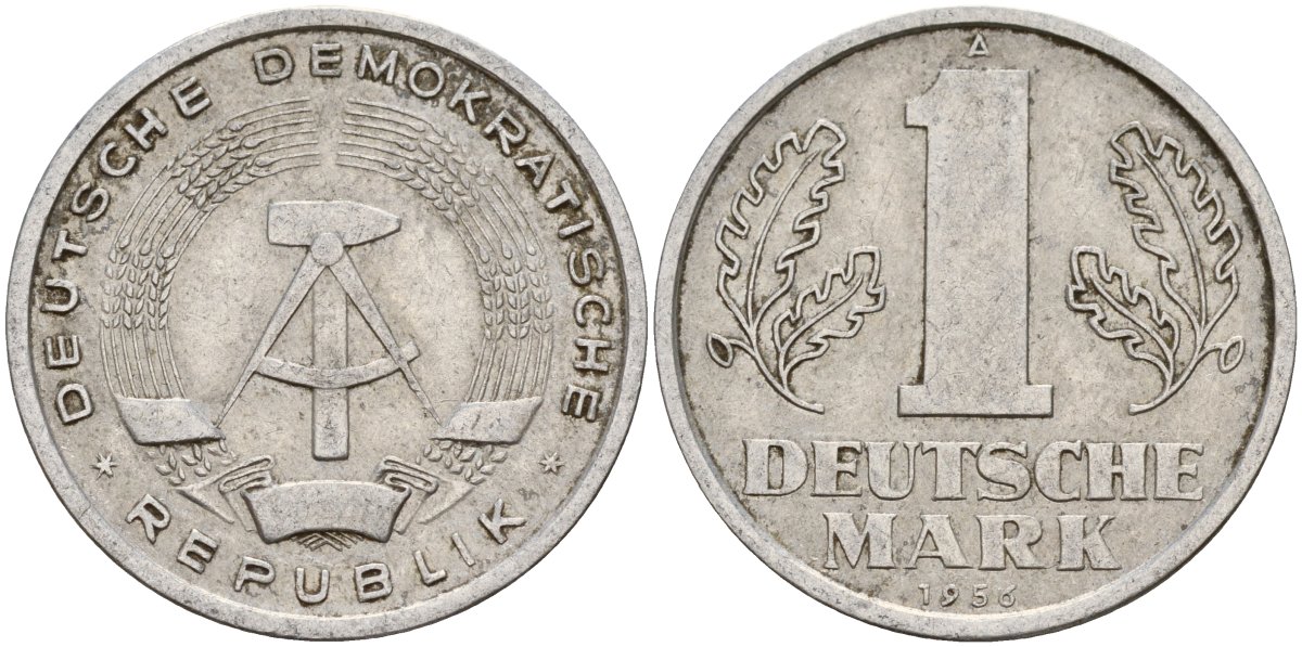 ГДР 1 марка 1956 A KM 13 алюминий 119-154