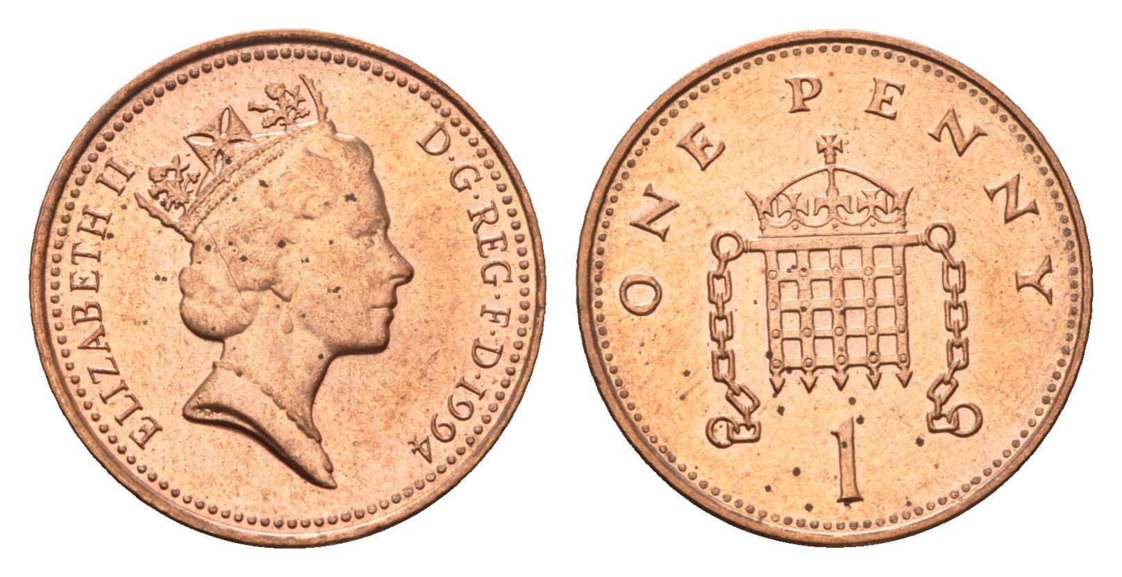 Великобритания 1 пенни 1994 Елизавета II (1952-2022) KM 935a, Spink 4391 (B4) сталь плакированная медью 4685-157