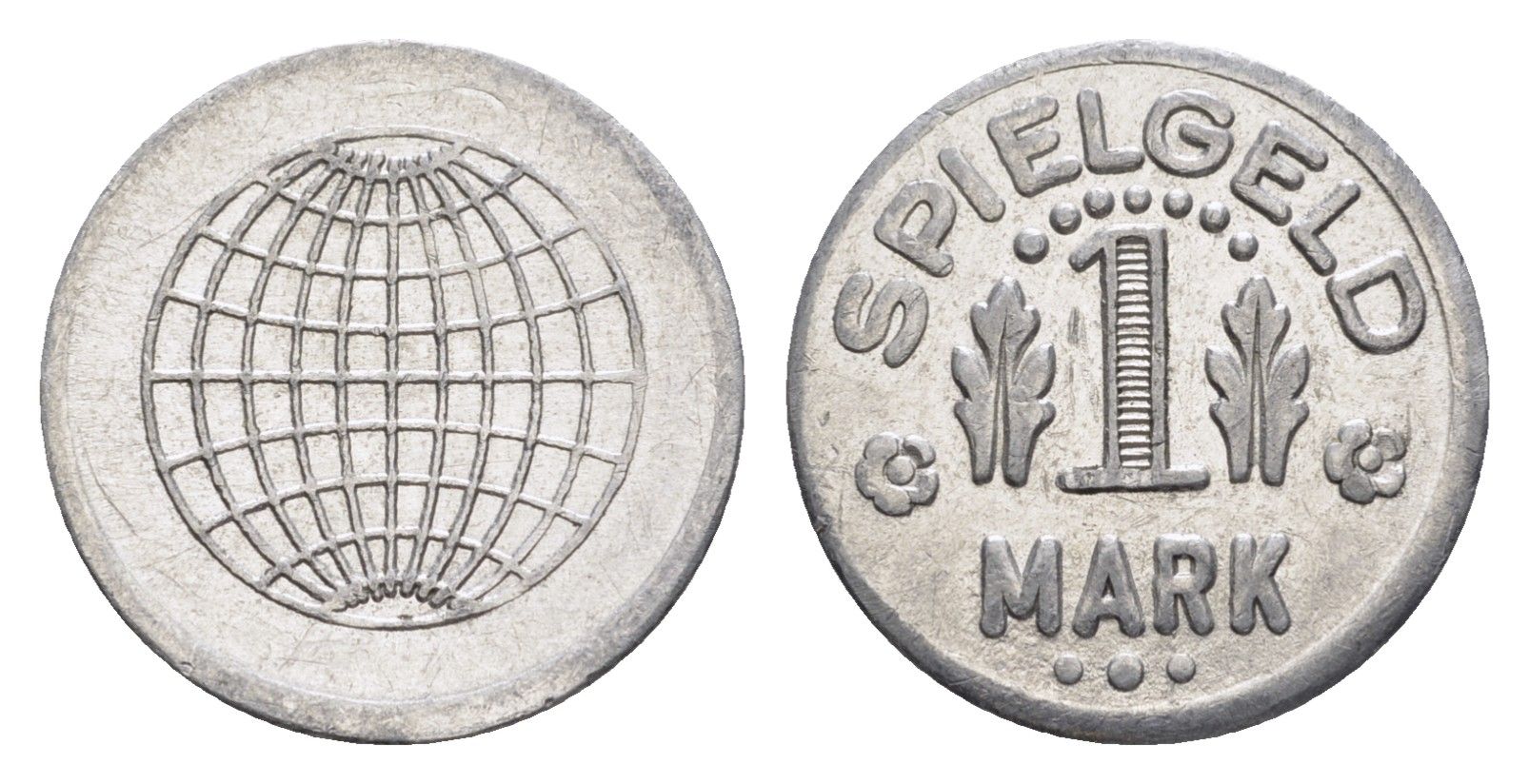 Германия игровой жетон в 1 марку ND разновидность - Глобус, вес 0,8 гр, диаметр 20 мм алюминий UNC 4392-663