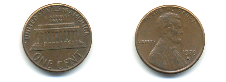 США 1 ЦЕНТ 1979 D ЛИНКОЛЬН KM 201 медь цинк 179-342