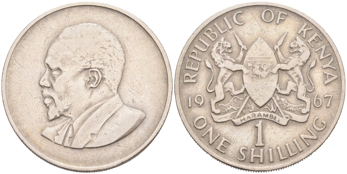 Кения 1 шиллинг 1967 Джомо Кениата KM 5 медно-никель 4574-1242