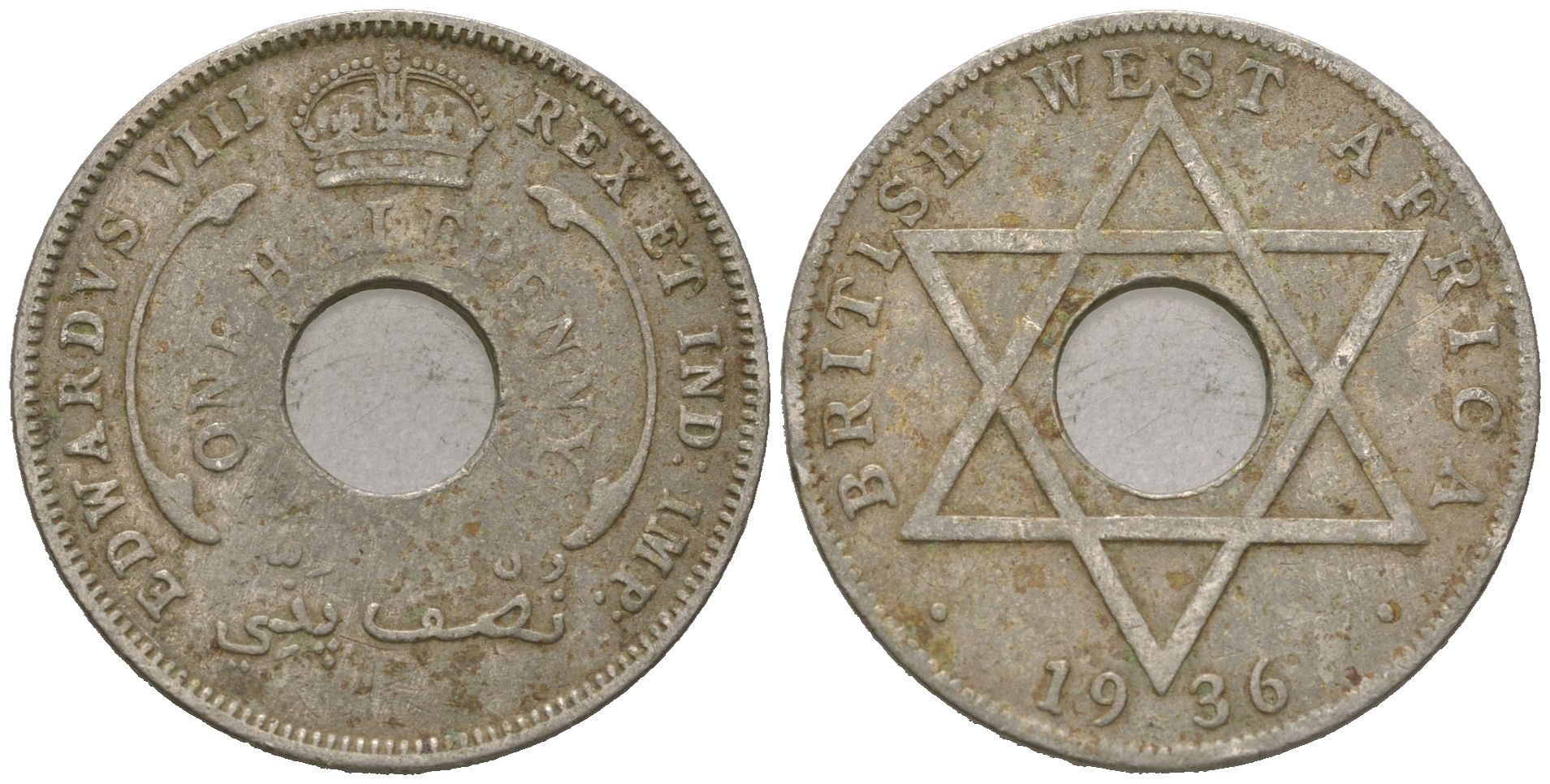 Британская Западная Африка 1/2 пенни 1936 Эдуард VIII (1936) KM 15 медно-никель 4620-315