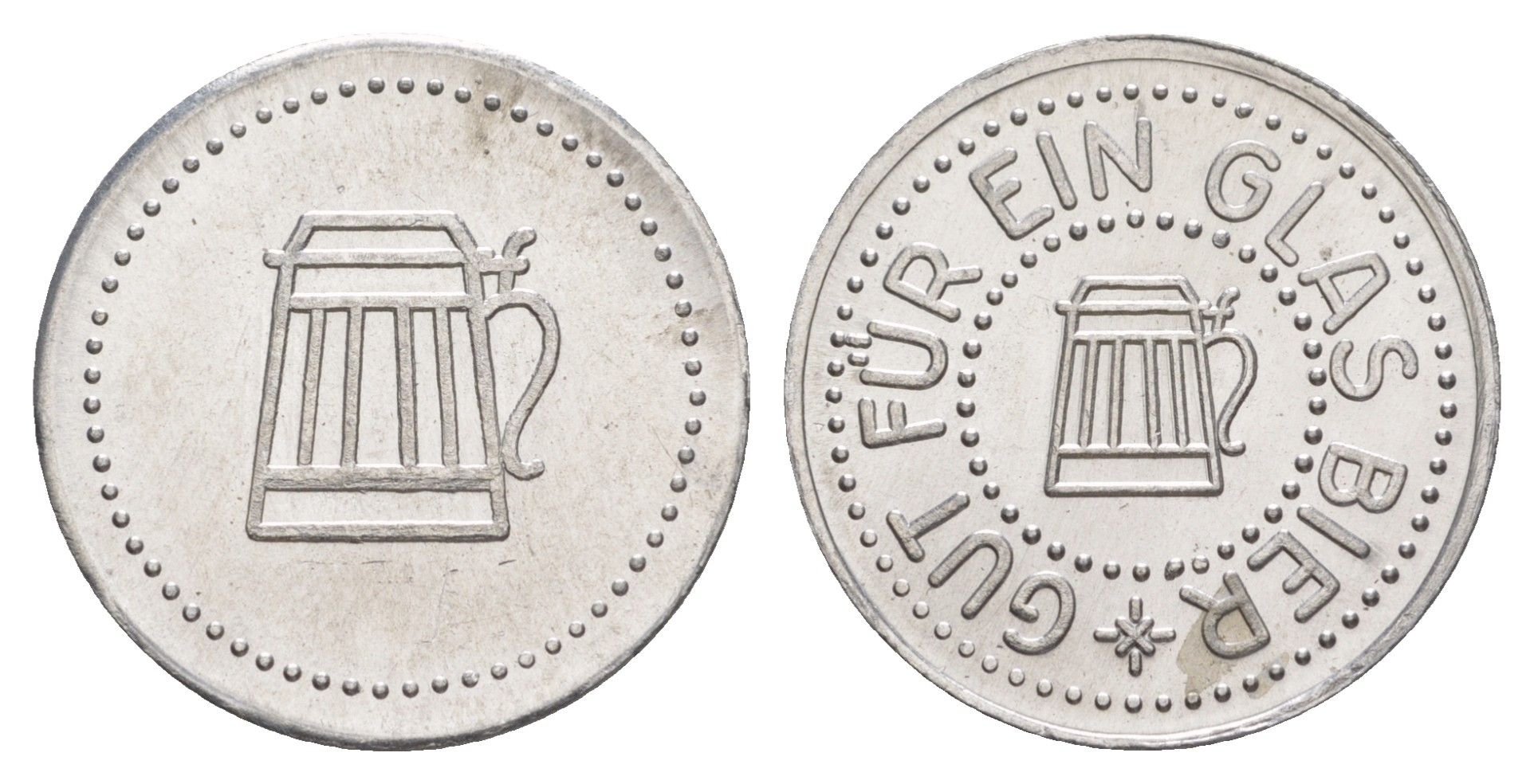 Германия жетон в 1 "стакан пива" ND диаметр 24 мм, вес 1,1 гр алюминий UNC 4638-826