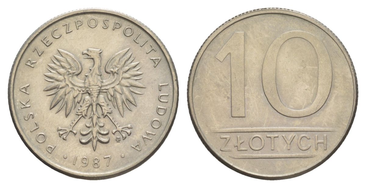 Польша 10 злотых 1987 Y 152.1 медно-никель UNC 4633-135