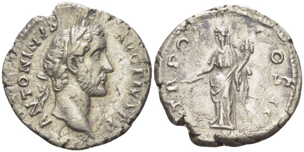 Римская Империя денарий 139 Антонин Пий, ANTONINVS AVG PIVS P P / TR POT COS II, Рим, Good Very fine RIC 49 серебро 1073-3-4-5