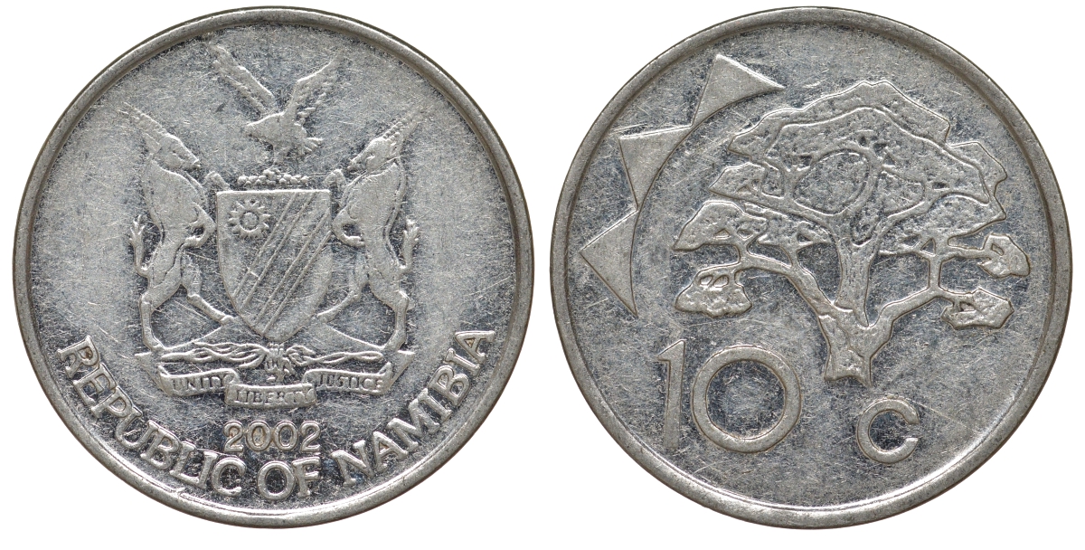 Намибия 10 центов 1998 дерево KM 2 никелированная сталь 4163-911