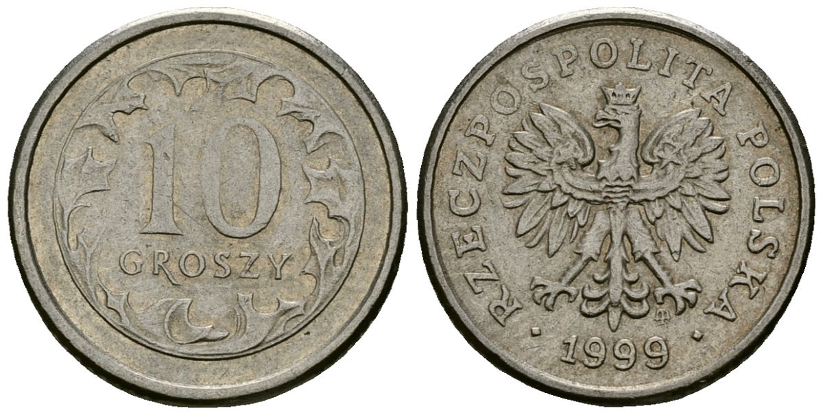 Польша 10 грошей 1999 MW KM 279 медно-никель 4136-814