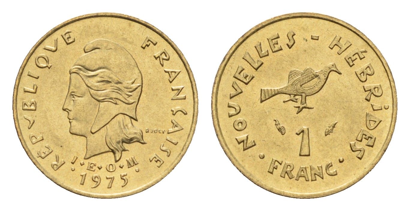 Новые Гебриды 1 франк 1975 KM 4.2 медь алюминий никель UNC 99-1135