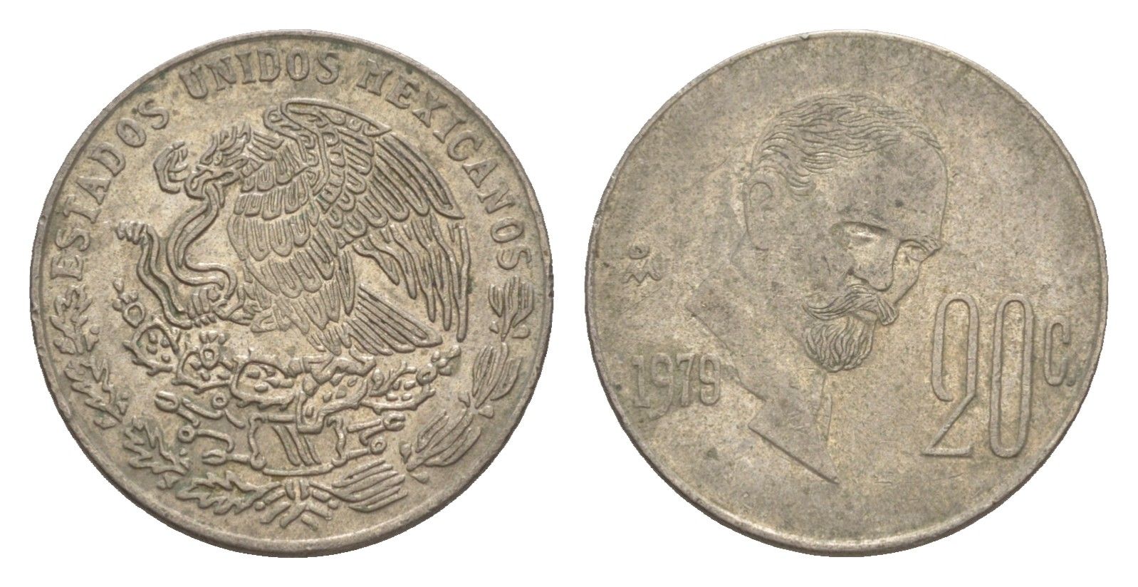 Мексика 20 сентаво 1979 Франциско Индалеси KM 442 медно-никель 4644-654