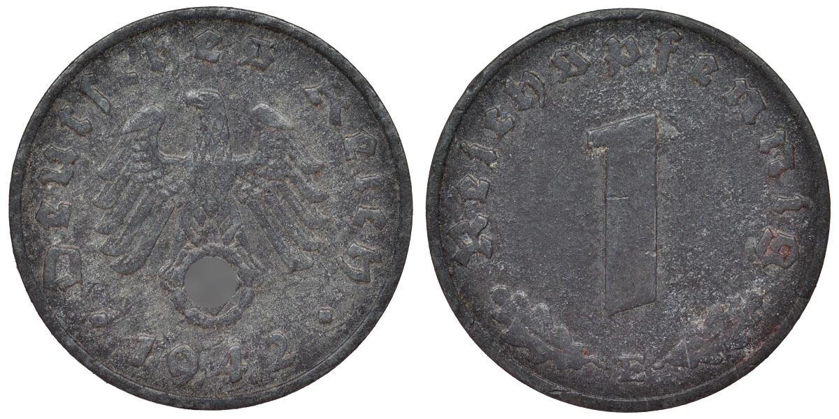 Германия 1 рейхспфенниг 1942 E KM 97, J. 369 цинк 4124-224