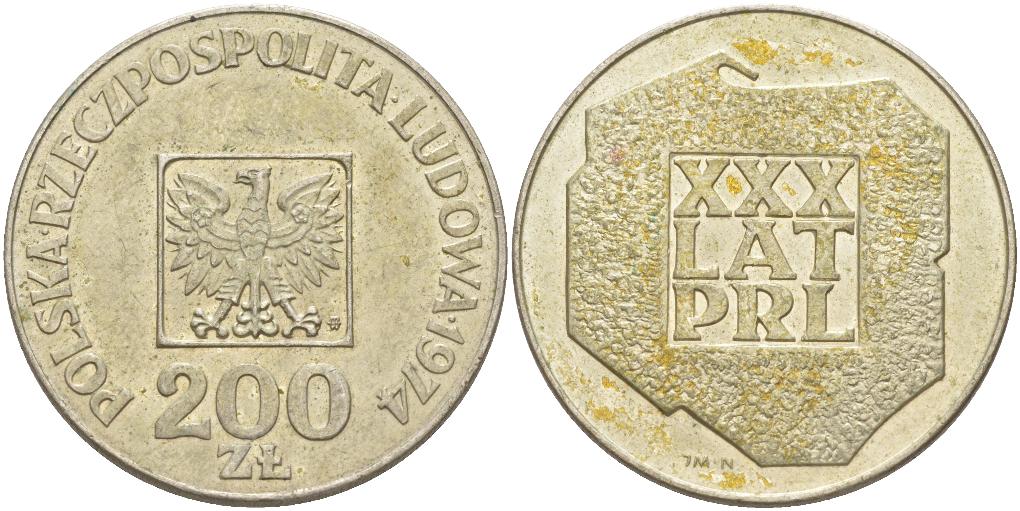 Польша 200 злотых 1974 MW, 30 лет Народной Республике KM 72, Parchimowicz 304а серебро UNC 4111-411