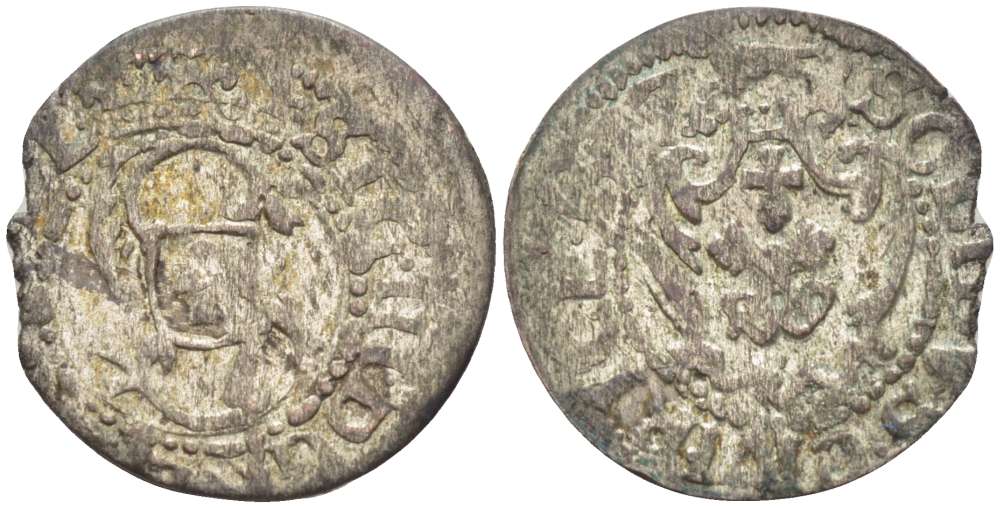 Рига 1 шиллинг (шеляг) 1617 Сигизмунд III (1587-1632), вес 0,81 гр. KM 5 серебро 1517-211