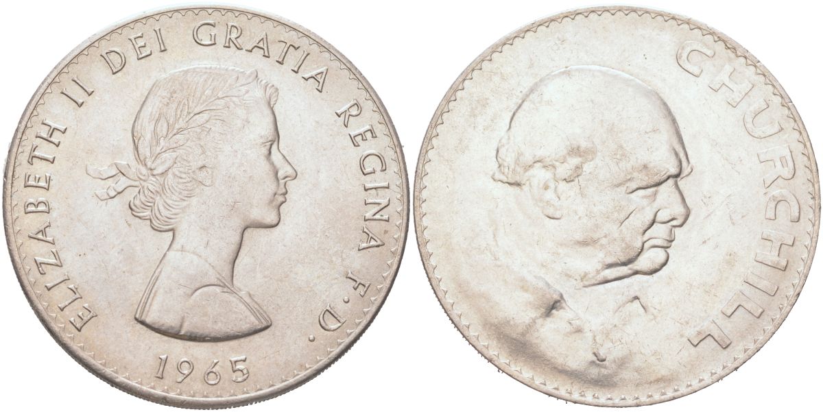 Великобритания 1 крона (5 шиллингов) 1965 Уинстон Черчилль, Елизавета II (1952-2022) KM 910, Spink 4144 медно-никель UNC 118-1134