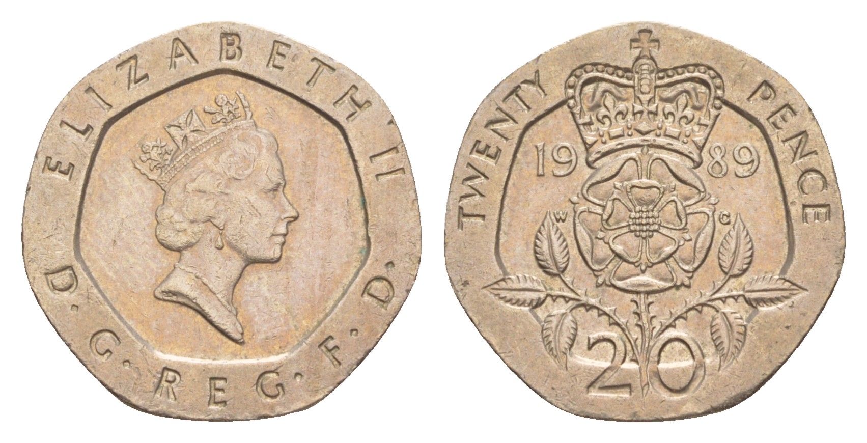 Великобритания 20 пенсов 1989 Елизавета II (1952-2022) KM 939, Spink 4361 (G2) медно-никель 4639-855