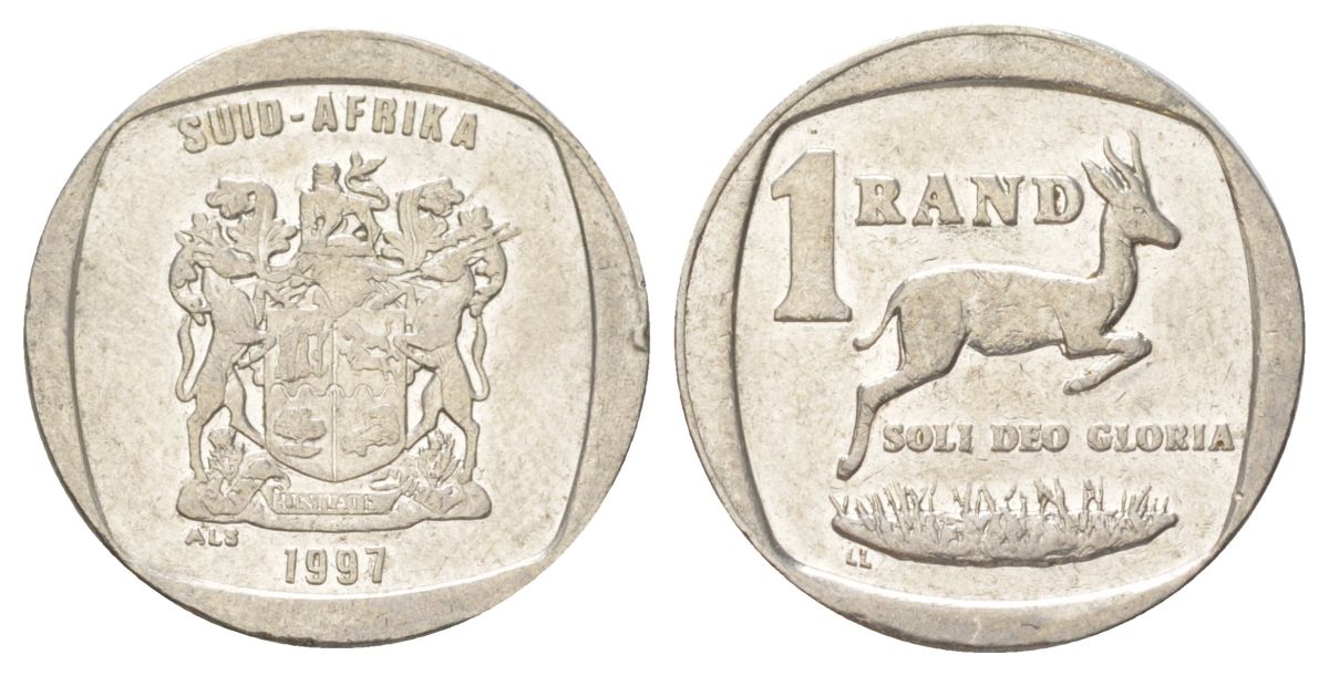 ЮАР 1 ранд 1997 KM 164 медь плакированная никелем 4627-334