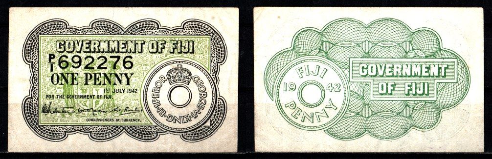 Фиджи 1 пенни 1942 Pick 47 бумага 8608-1-1-2