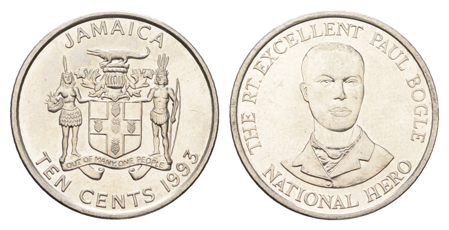 Ямайка 10 центов 1993 KM 146.1 сталь плакированная никелем UNC 4663-941