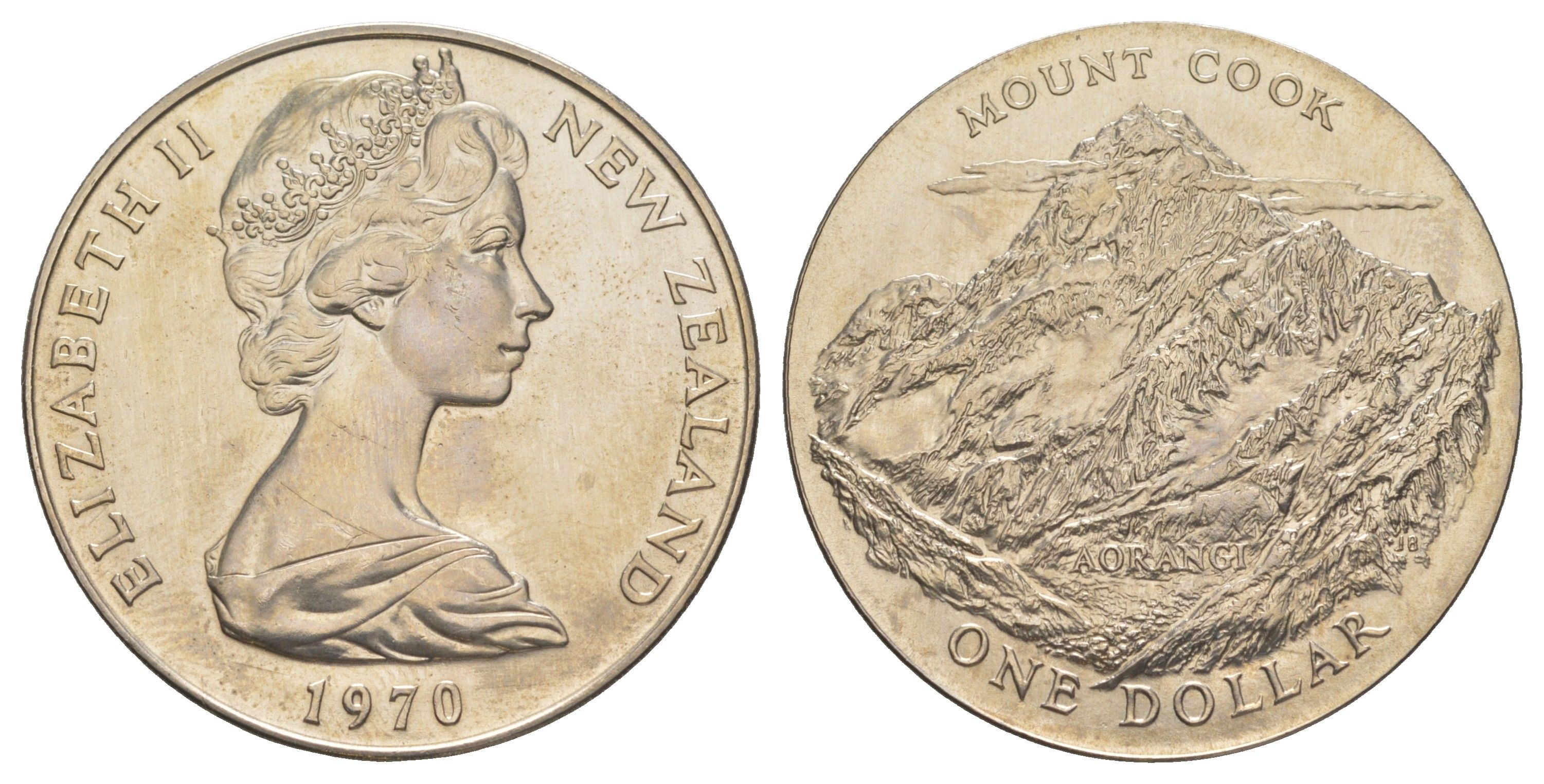 Новая Зеландия 1 доллар 1970 Гора Кука KM 42 медно-никель BU 91-322