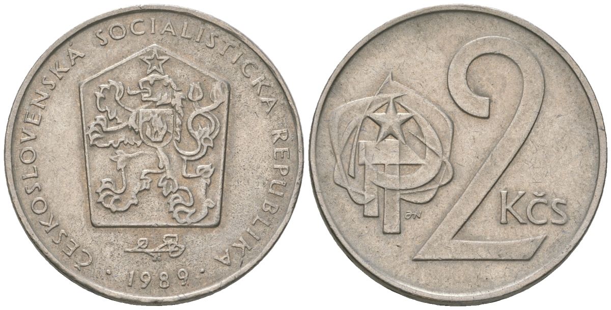 Чехословакия 2 кроны 1989 KM 75 медно-никель 4586-624