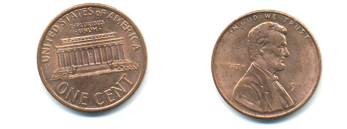 США 1 ЦЕНТ 1996 ЛИНКОЛЬН KM 201b цинк плакированный медью UNC 179-459