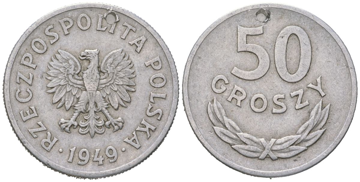 Польша 50 грошей 1949 Y 44a алюминий 94-511