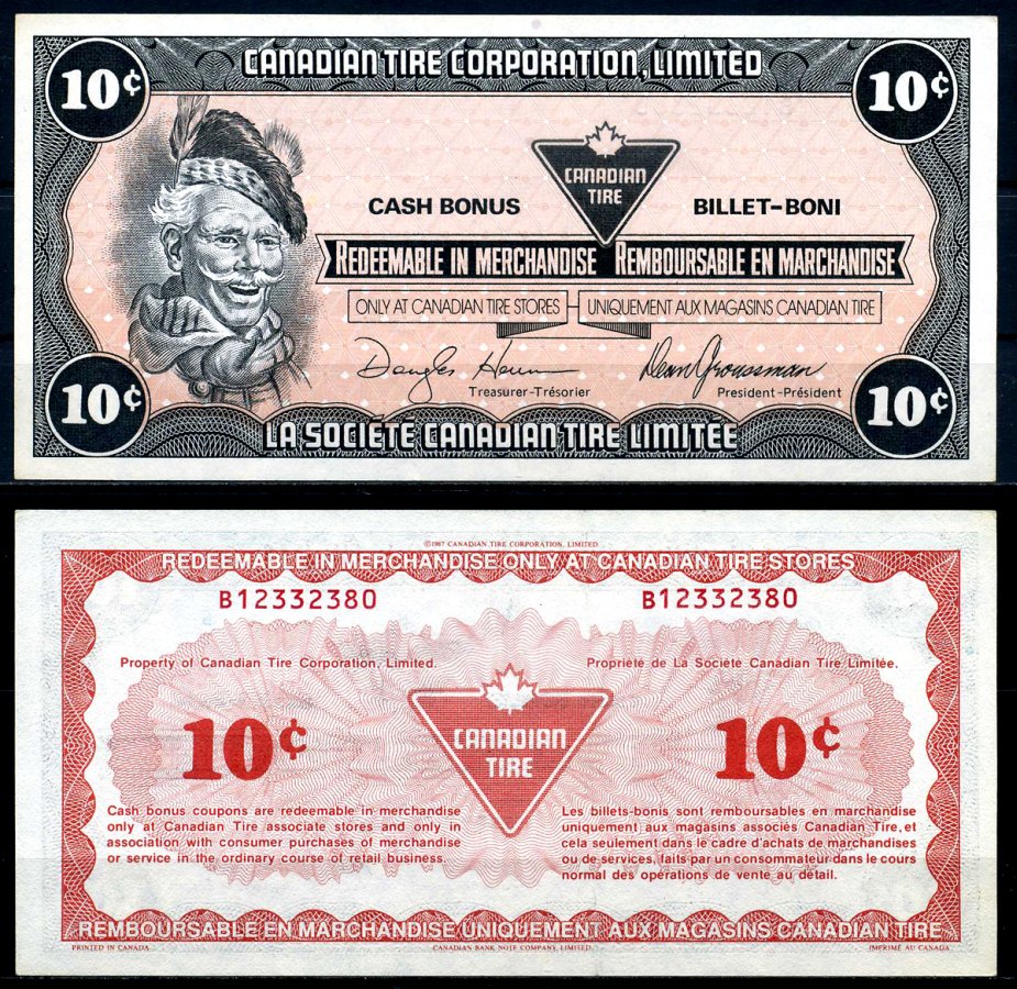 Канада купон на 10 центов 1987 Canadian Tire бумага 2195-22-3-1
